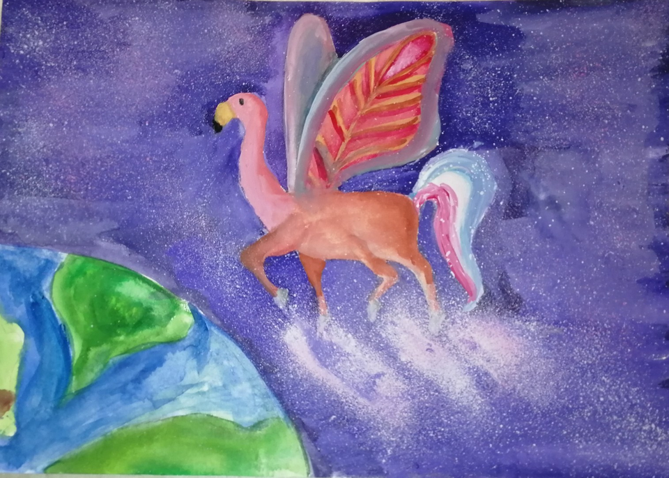 Детский рисунок - Крылатый Птице-Конь