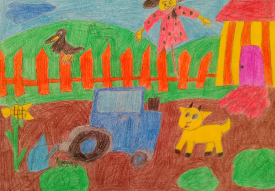 Детский рисунок - Во саду ли в огороде