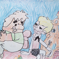 Рисунок "Малыш и Карлсон сидят на крыше" на конкурс "Конкурс творческого рисунка “Свободная тема-2024""
