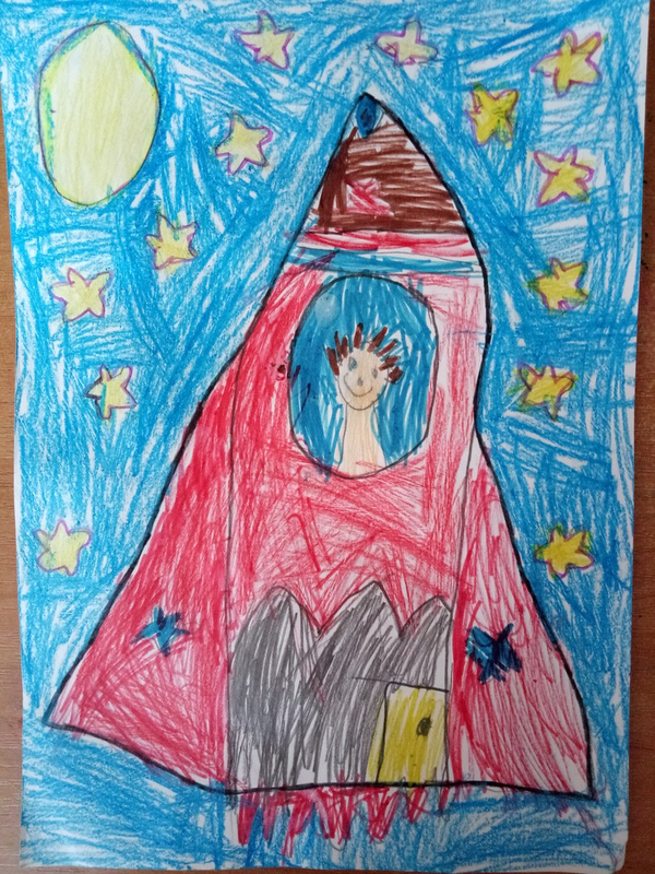 Детский рисунок - Космическая ракета