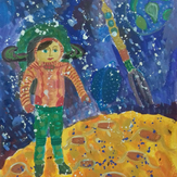 Рисунок "Высадка на Луну" на конкурс "Конкурс детского рисунка “Таинственный космос - 2018”"