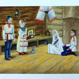 Рисунок "Свадьба в чувашской семье" на конкурс "Конкурс творческого рисунка “Моя Семья - 2019”"