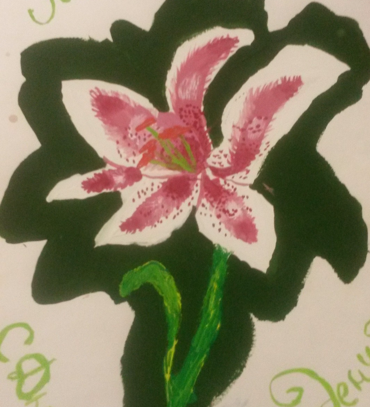 Детский рисунок - Цветущая лилия