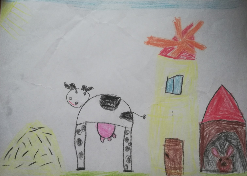 Детский рисунок - На ферме