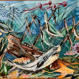 Рисунок "Затонувший корабль" на конкурс "Конкурс творческого рисунка “Свободная тема-2021”"