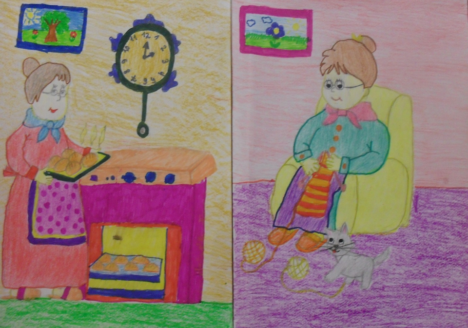 Детский рисунок - Мои любимые бабушки Галина и Раиса