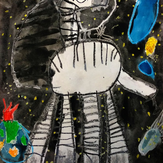 Рисунок "Зебра в скафандре летает в космосе" на конкурс "Конкурс детского рисунка по 6-й серии сериала Рисовашки "На Луну""