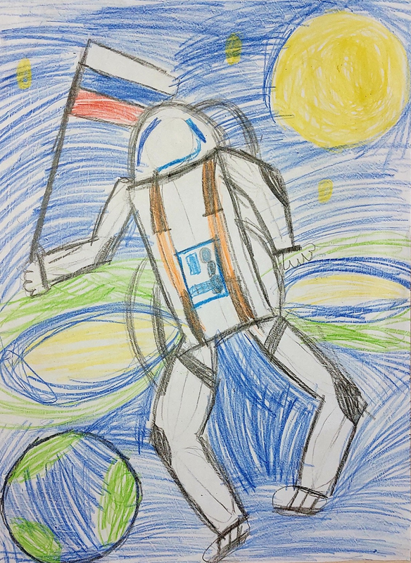 Детский рисунок - Покоряя космос