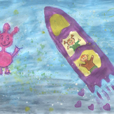 Рисунок "На ракете - на луну" на конкурс "Конкурс детского рисунка по 6-й серии сериала Рисовашки "На Луну""