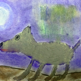 Рисунок "Волк и луна" на конкурс "Конкурс детского рисунка "Любимое животное - 2018""