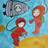Рисунок "День космонавтики" на конкурс "Конкурс творческого рисунка “Свободная тема-2021”"