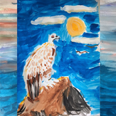 Рисунок "Гриф встречает рассвет" на конкурс "Конкурс творческого рисунка “Свободная тема-2019”"