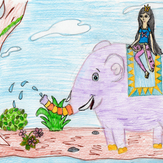 Рисунок "Большое путешествие слоненка и принцессы"