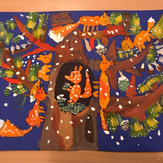 Рисунок "Белки на дереве" на конкурс "Конкурс детского рисунка "Укрепляшки - 2018""