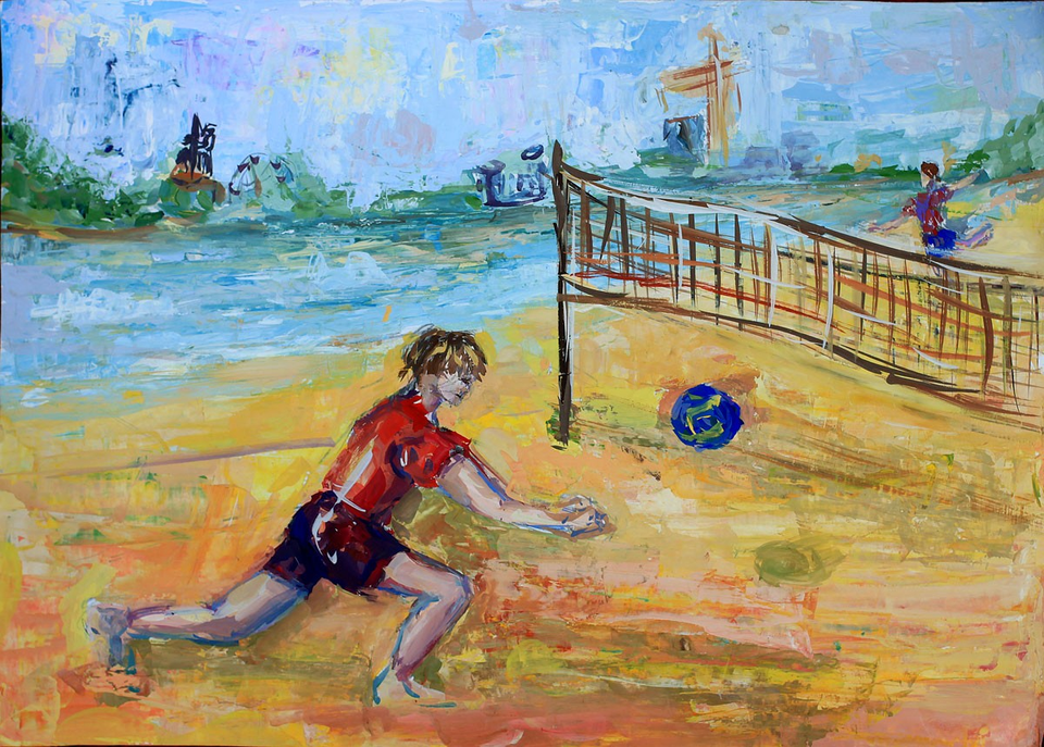 Детский рисунок - Пляжный волейбол