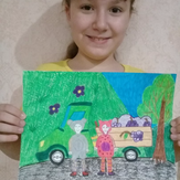 Рисунок "Кукутики собирают виноград" на конкурс "Конкурс детского рисунка "Мир Кукутиков""