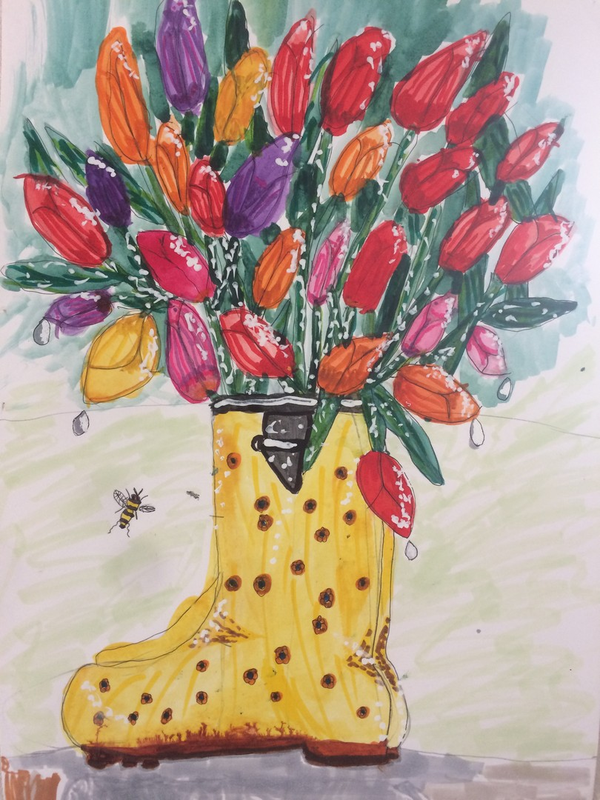 Детский рисунок - Весенний букет