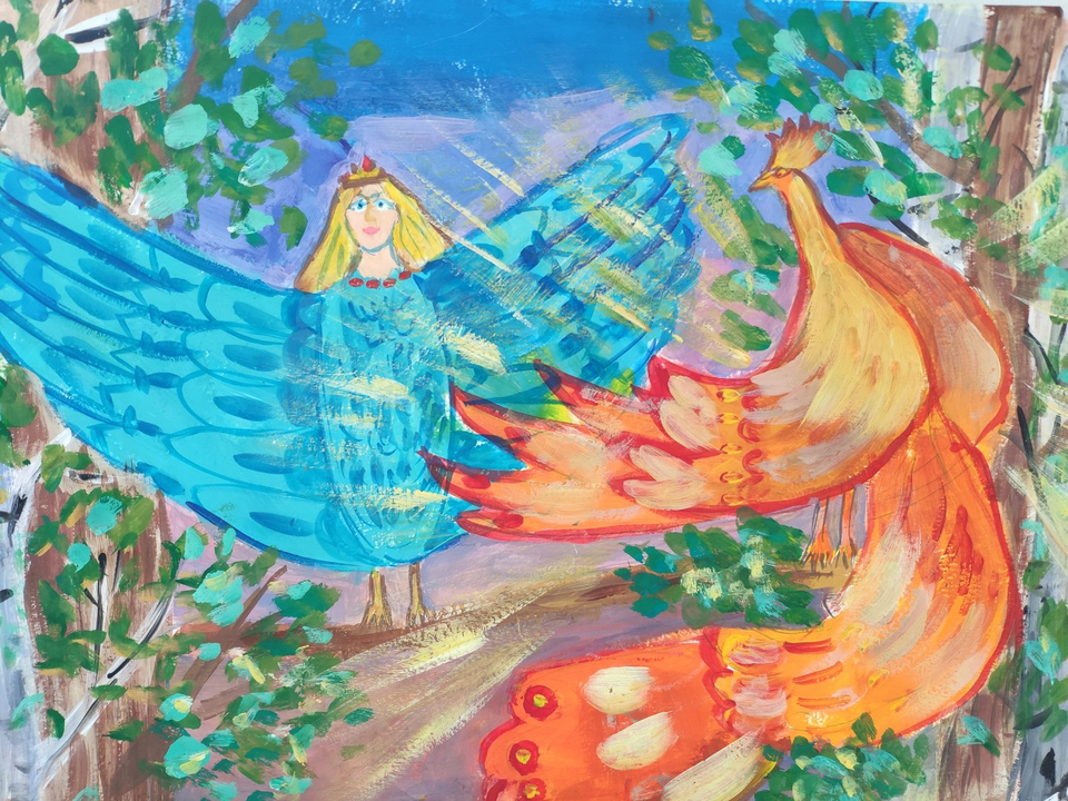 Детский рисунок - Волшебные сны- Жар Птица