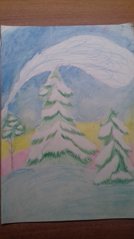 Детский рисунок - Снежная зима