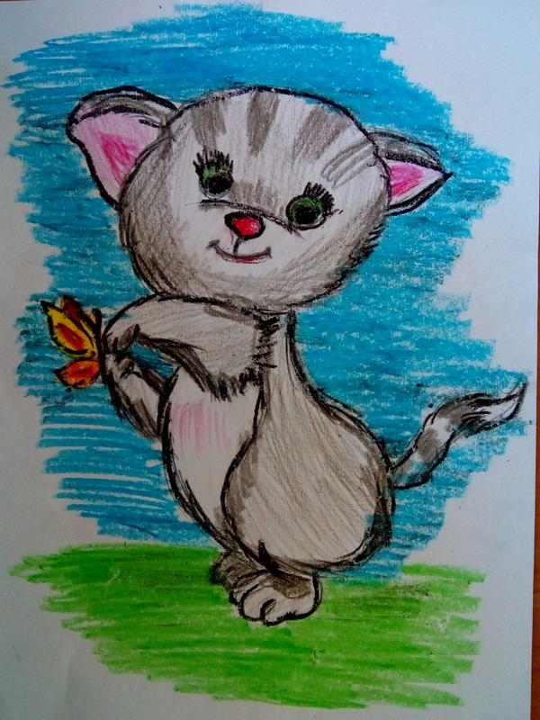 Детский рисунок - Котенок
