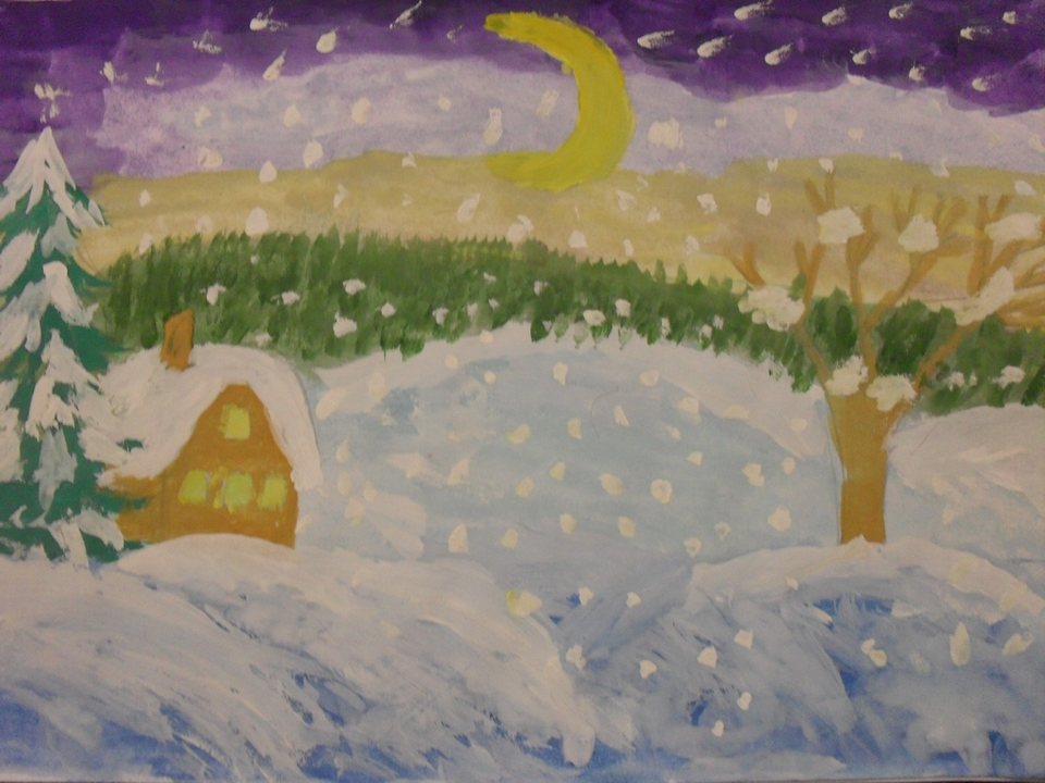 Детский рисунок - Зимушка зима