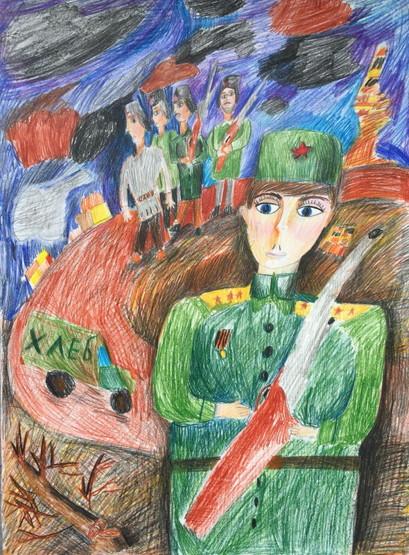 Детский рисунок - Солдаты