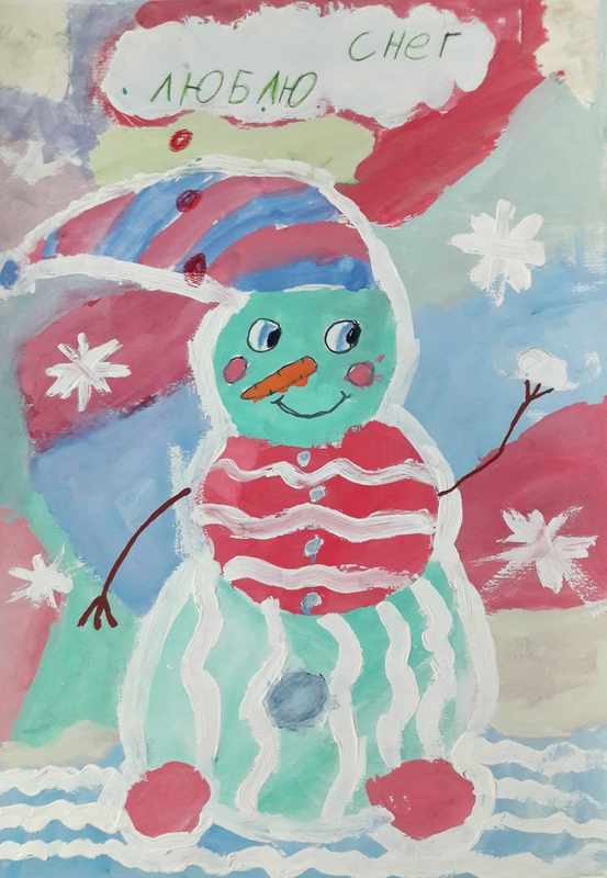 Детский рисунок - Снеговик