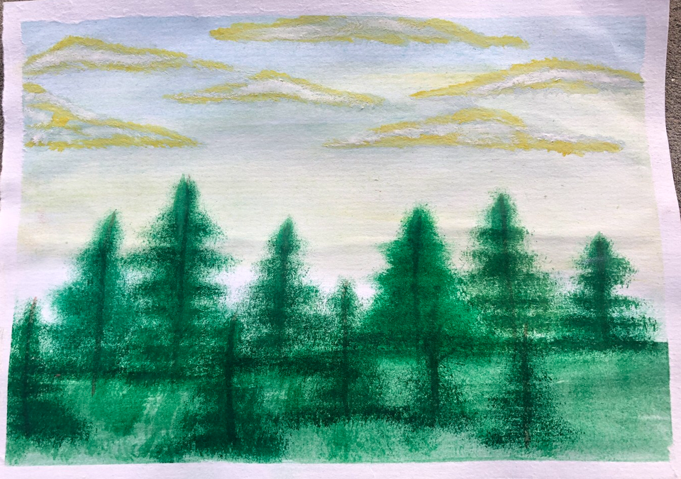 Детский рисунок - Лесной пейзаж