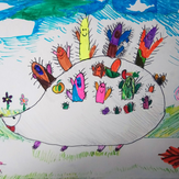 Рисунок "Ежик с кактусами" на конкурс "Конкурс детского рисунка “Невероятные животные - 2018”"