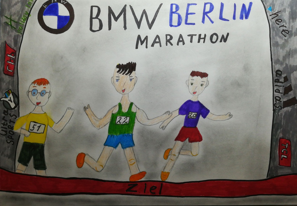 Детский рисунок - Бег на  Берлинском марафоне