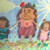 Рисунок "Семейство ежей" на конкурс "Конкурс детского рисунка "Любимое животное - 2018""