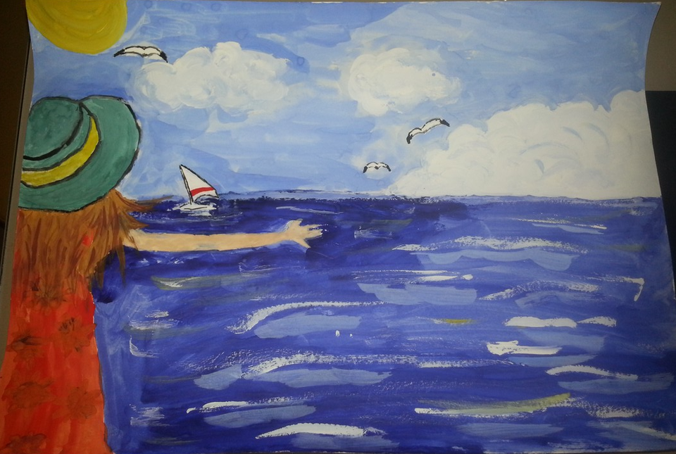 Детский рисунок - Море волнуется раз