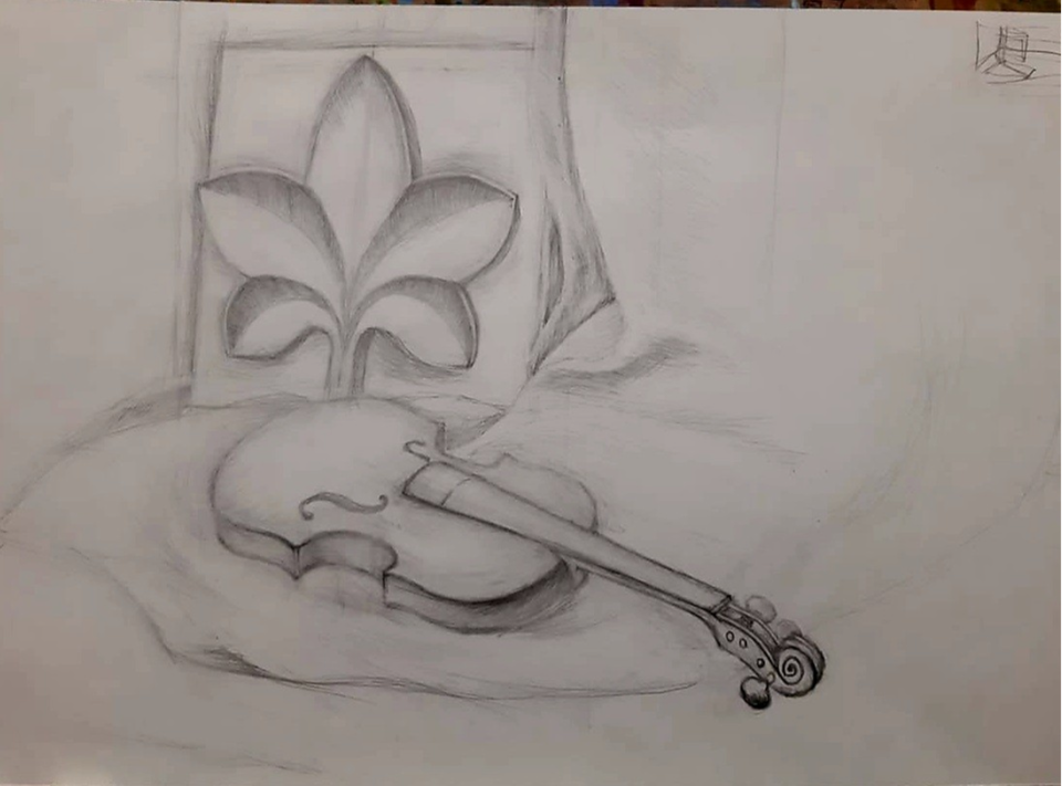 Детский рисунок - Скрипка лиса