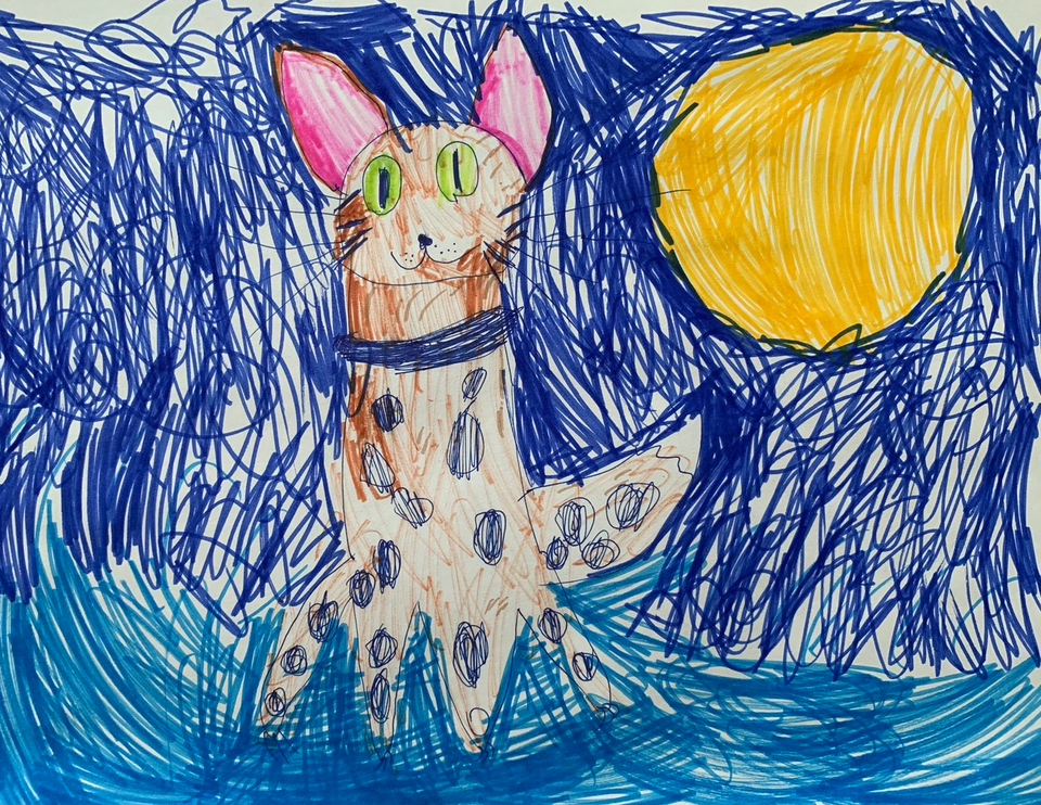 Детский рисунок - Бенгальская кошка