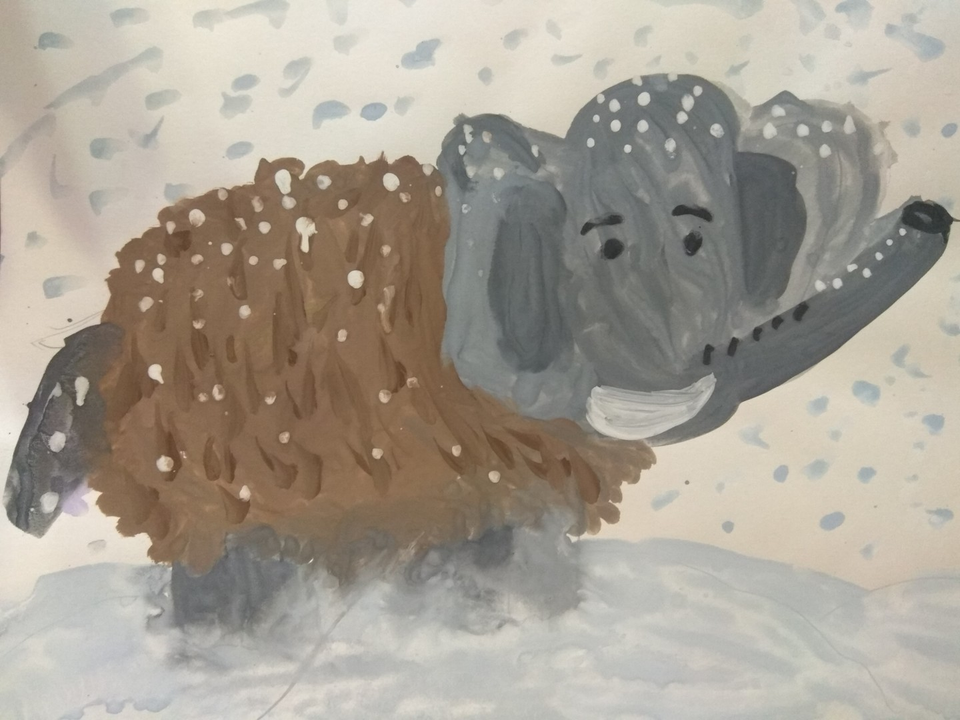 Детский рисунок - новогодний слон