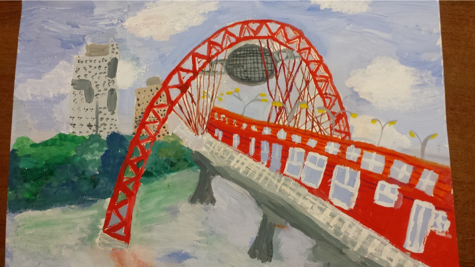 Детский рисунок - Живописный мост