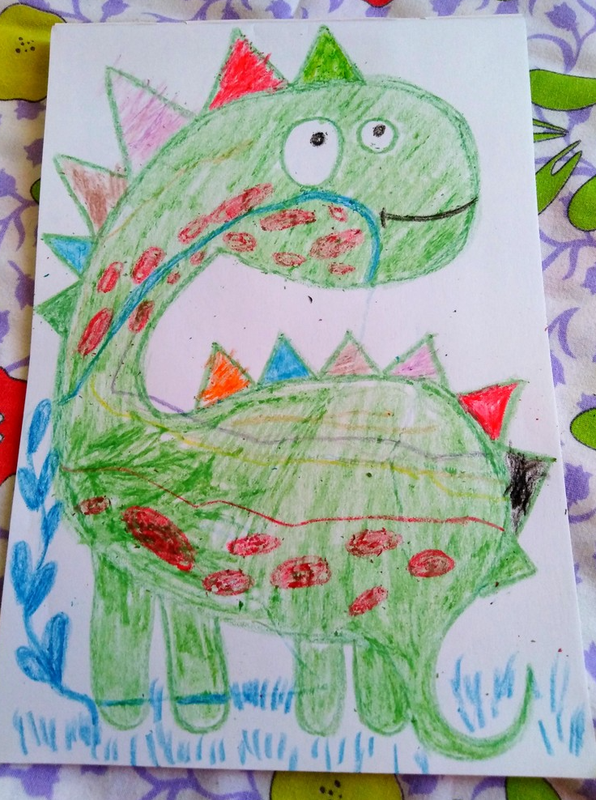 Детский рисунок - Добрый динозаврик Макс