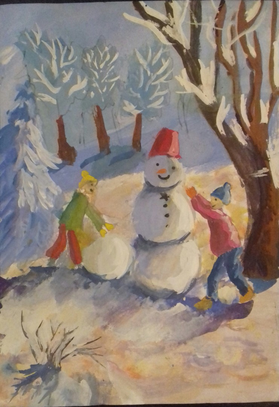 Детский рисунок - Мороз и солнце