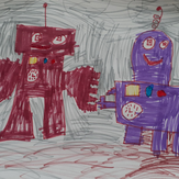 Рисунок "Роботы в пещере" на конкурс "Конкурс детского рисунка "Персонажи Аниме""