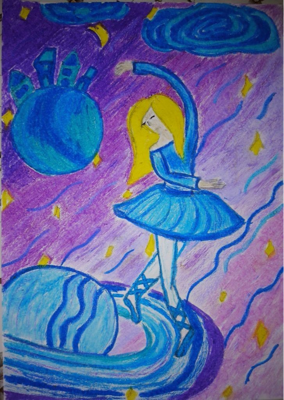 Детский рисунок - Космическая балерина