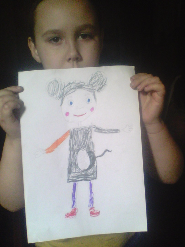 Детский рисунок - Мышонок Ням