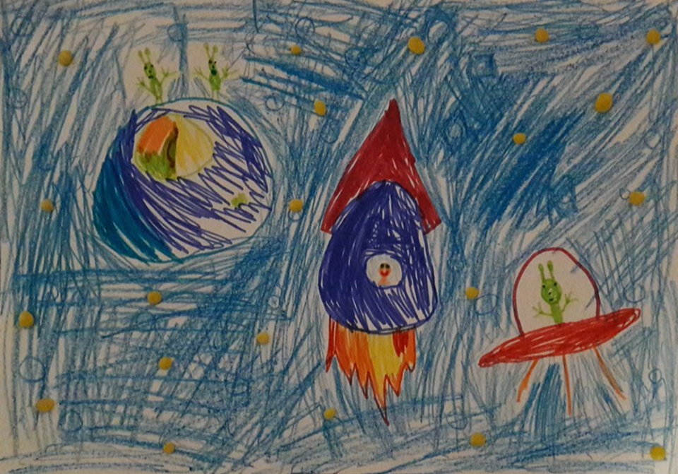 Детский рисунок - К звёздам