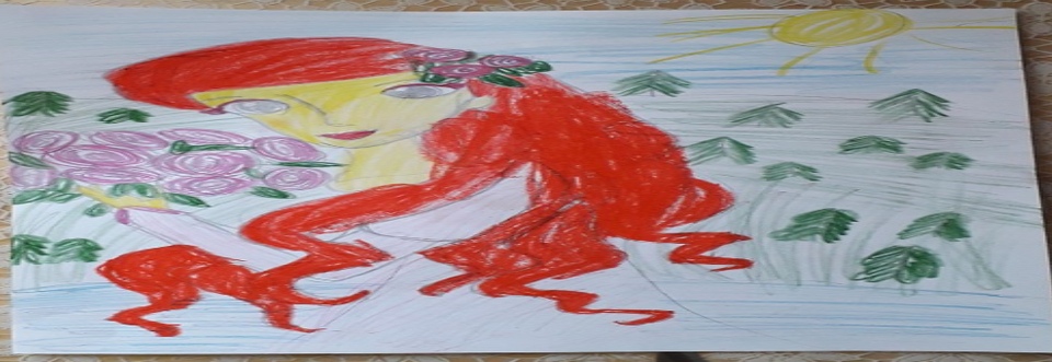Детский рисунок - Ариэль на суше