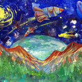 Рисунок "Волшебный сон Жизнь на другой планете" на конкурс "Конкурс детского рисунка "Рисовашки - 1-6 серии""