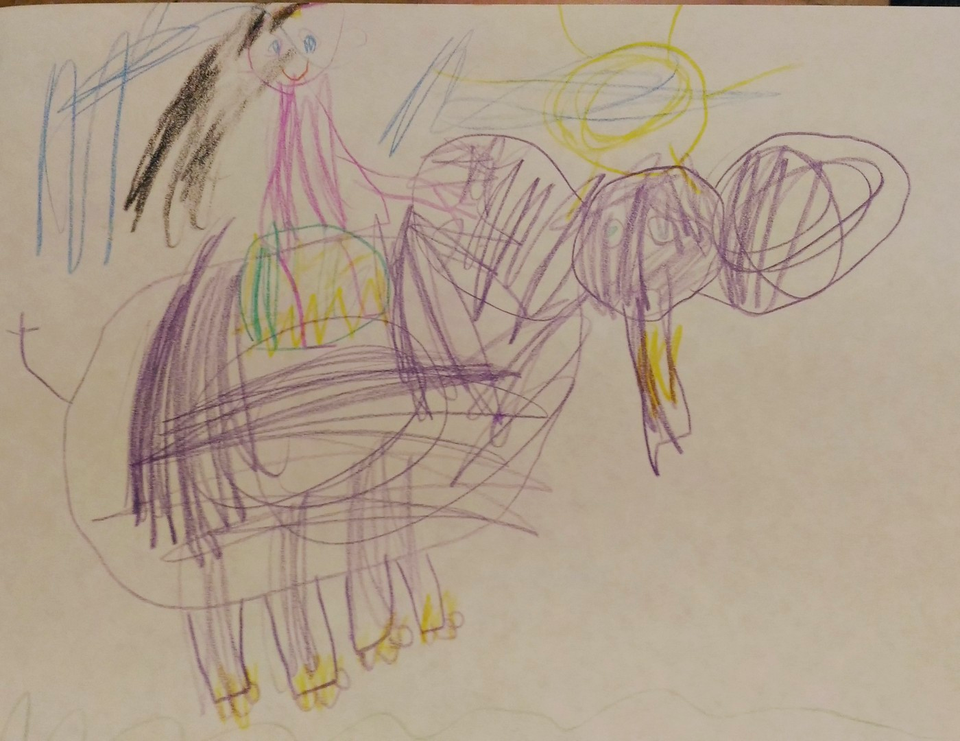 Детский рисунок - мой любимый слоник
