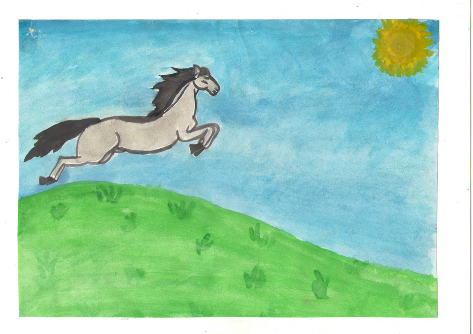 Детский рисунок - Свободный конь