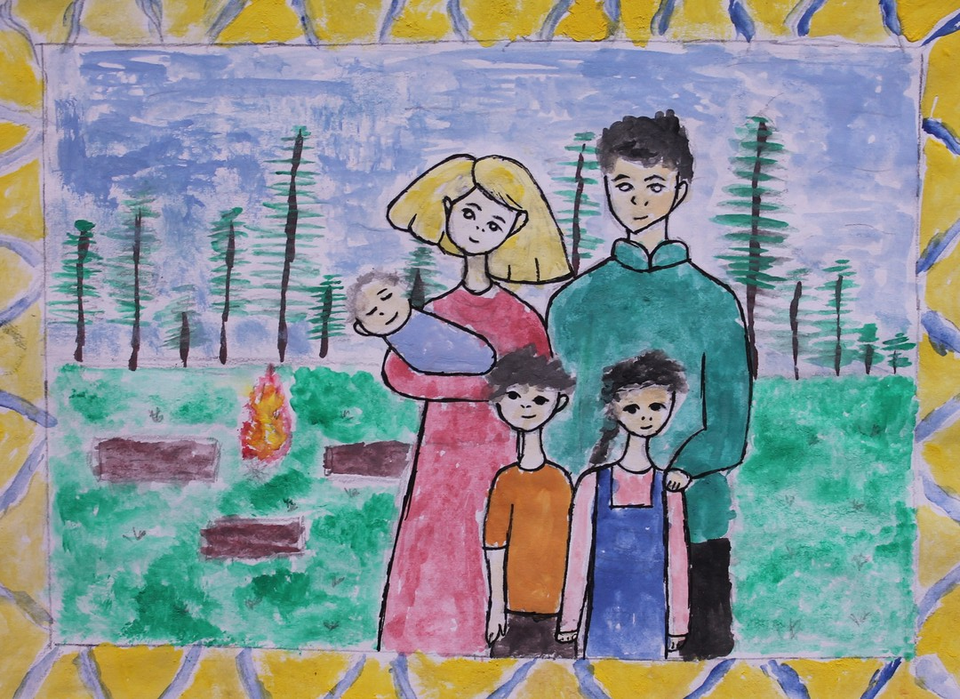 Детский рисунок - Счастливая семья