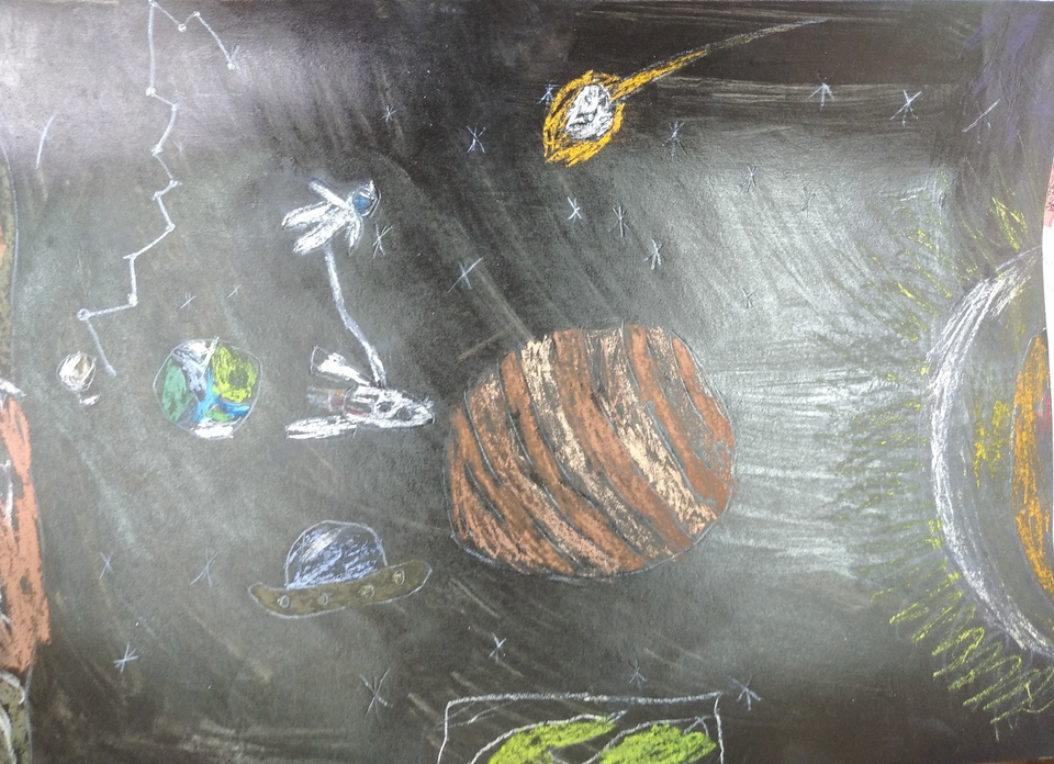 Детский рисунок - Удивительный мир космоса
