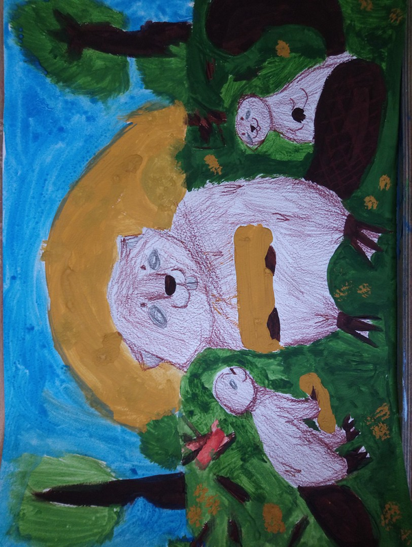 Детский рисунок - Семья бобров