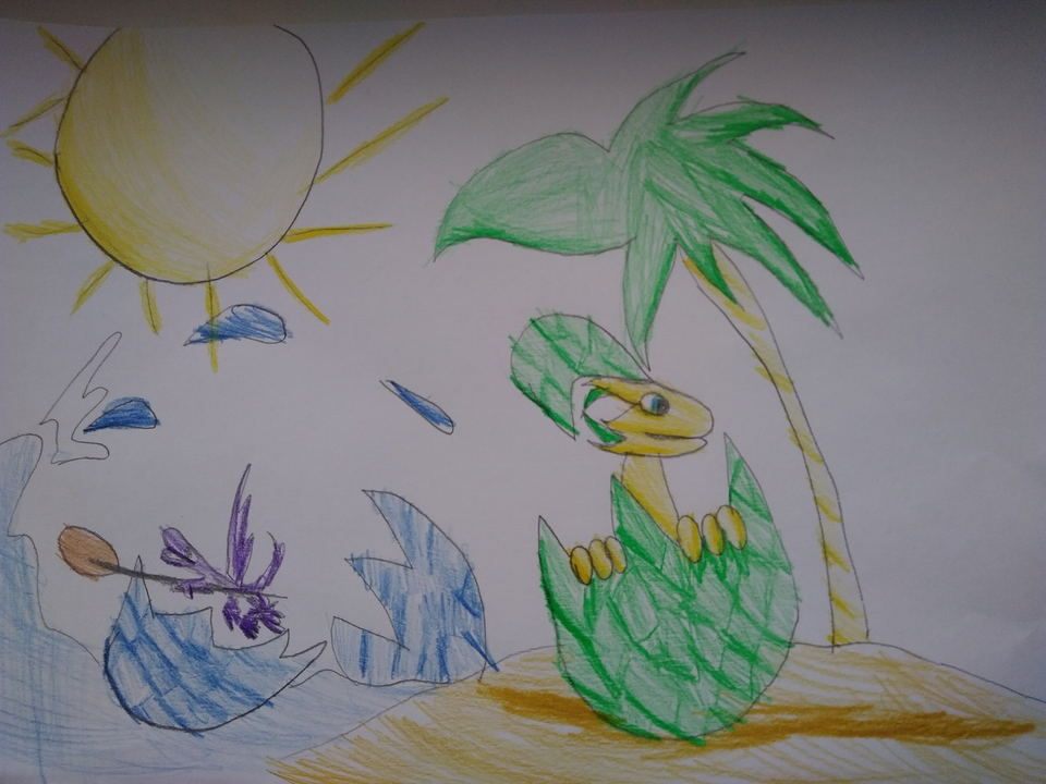 Детский рисунок - Остров драконов